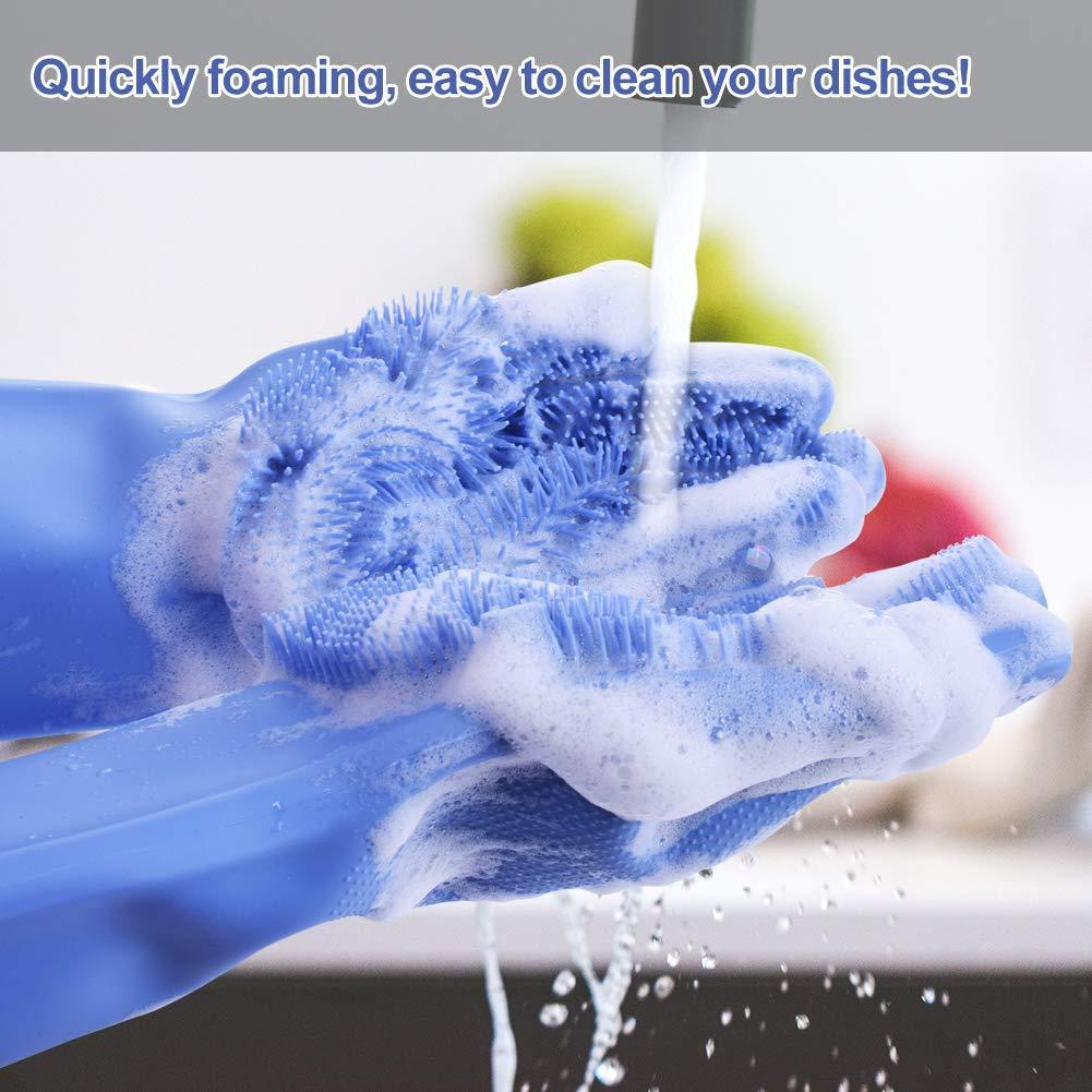 Pair of Silicone Kitchen Dish Washing Gloves