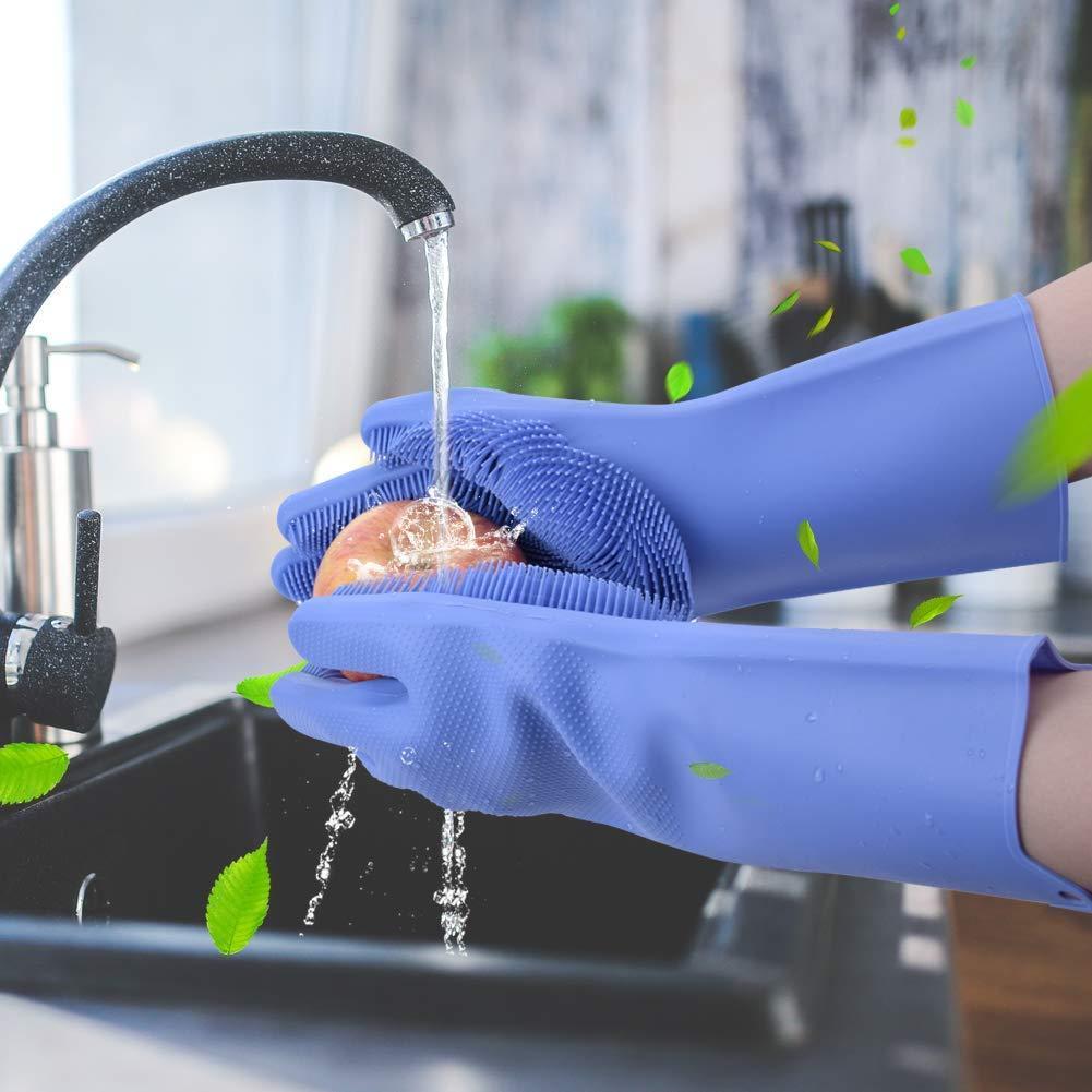 Pair of Silicone Kitchen Dish Washing Gloves