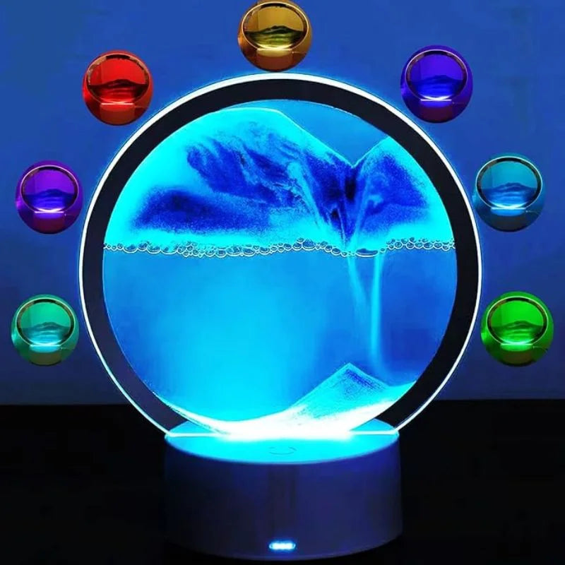 3D Moving Sand Art LED Lamp | Flowing Sandscape Table Decor