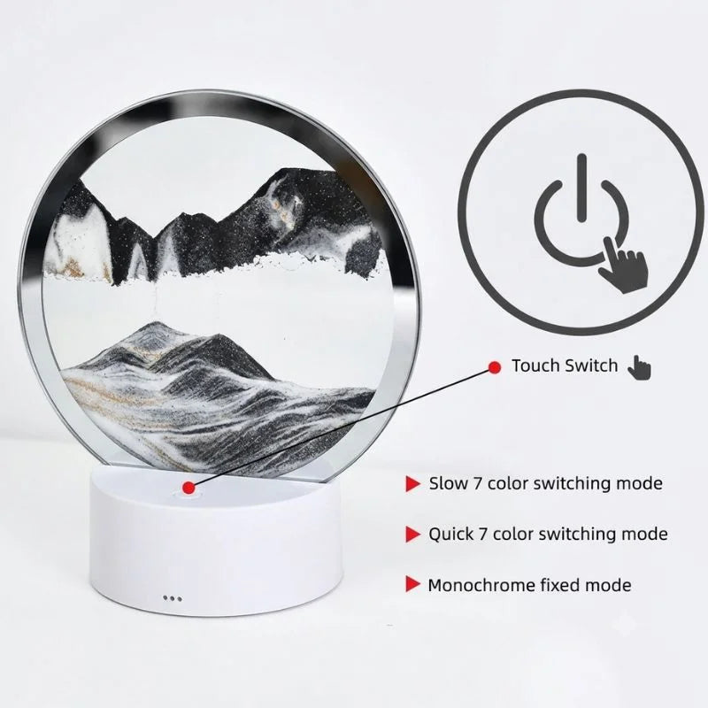 3D Moving Sand Art LED Lamp | Flowing Sandscape Table Decor