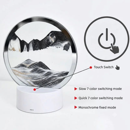 3D Moving Sand Art LED Lamp | Flowing Sandscape Table Decor